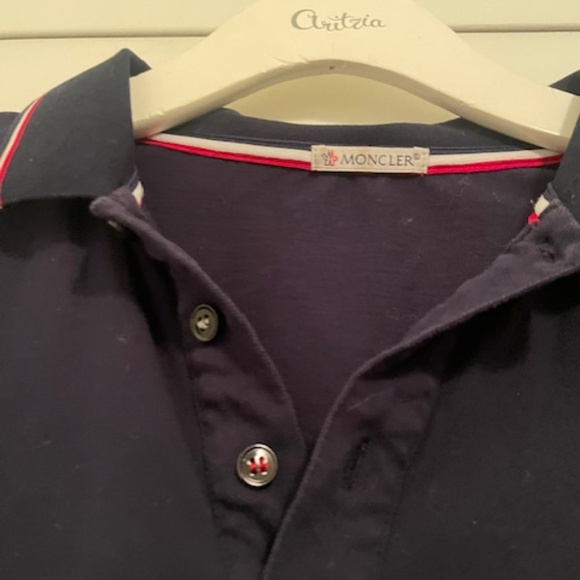 Moncler Navy Tricolor Trimmed Logo Polo Shirt - Picture 3 of 10